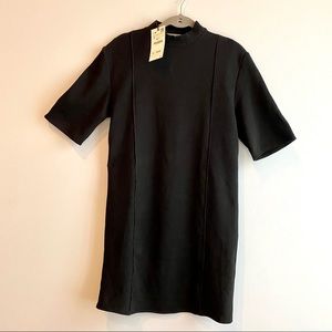 Zara black knit Short sleeve dress mockturtle size S NWT